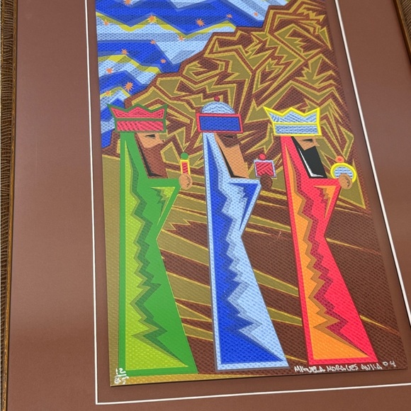 Three Wise Men Signed Painting - Picture 4 of 10